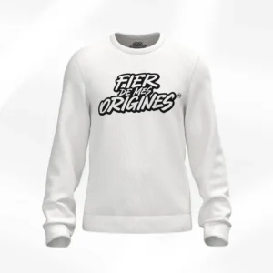 pull-classique-blanc-fdmo Sweat classique blanc - Fier de Mes Origines